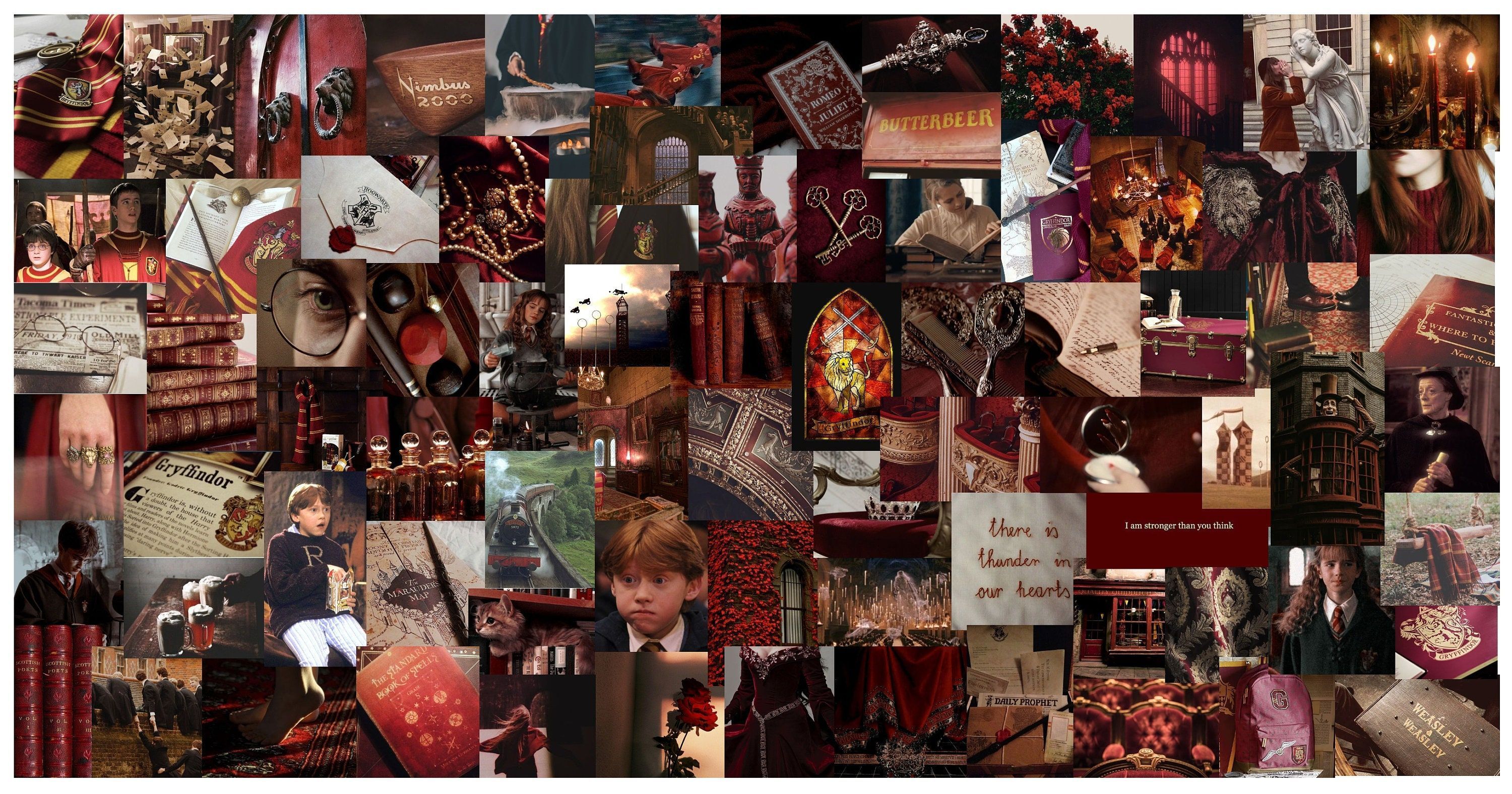 Collage of images from the Harry Potter series - Gryffindor