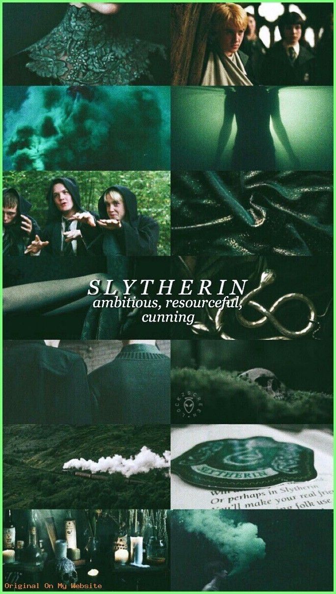 A collage of images from harry potter - Slytherin
