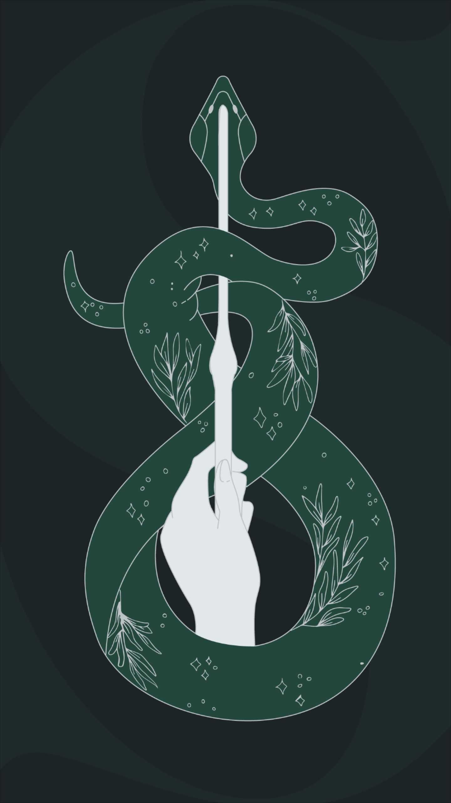 The poster for harry potter with a snake and hand - Slytherin