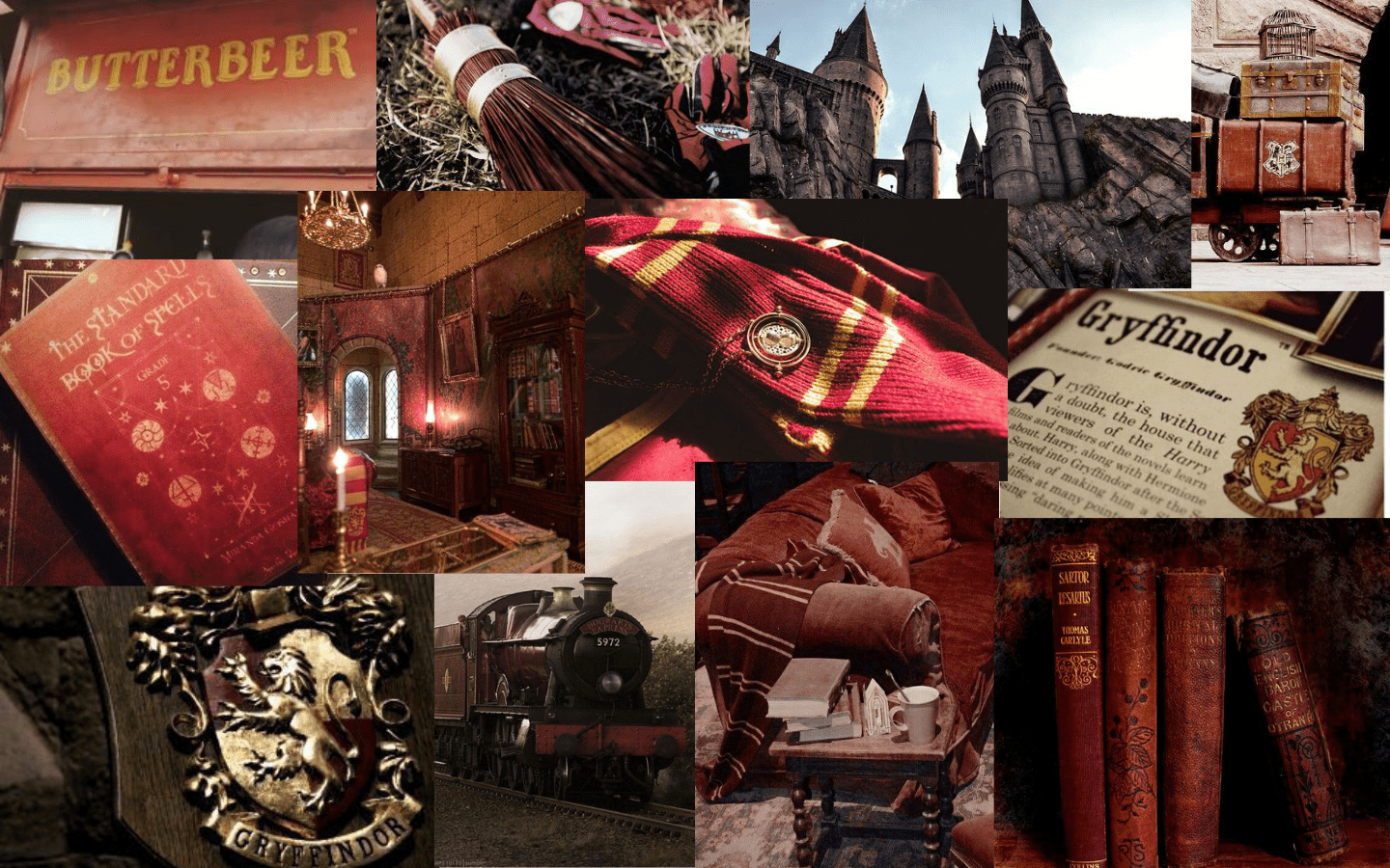 A collage of pictures featuring harry potter - Gryffindor