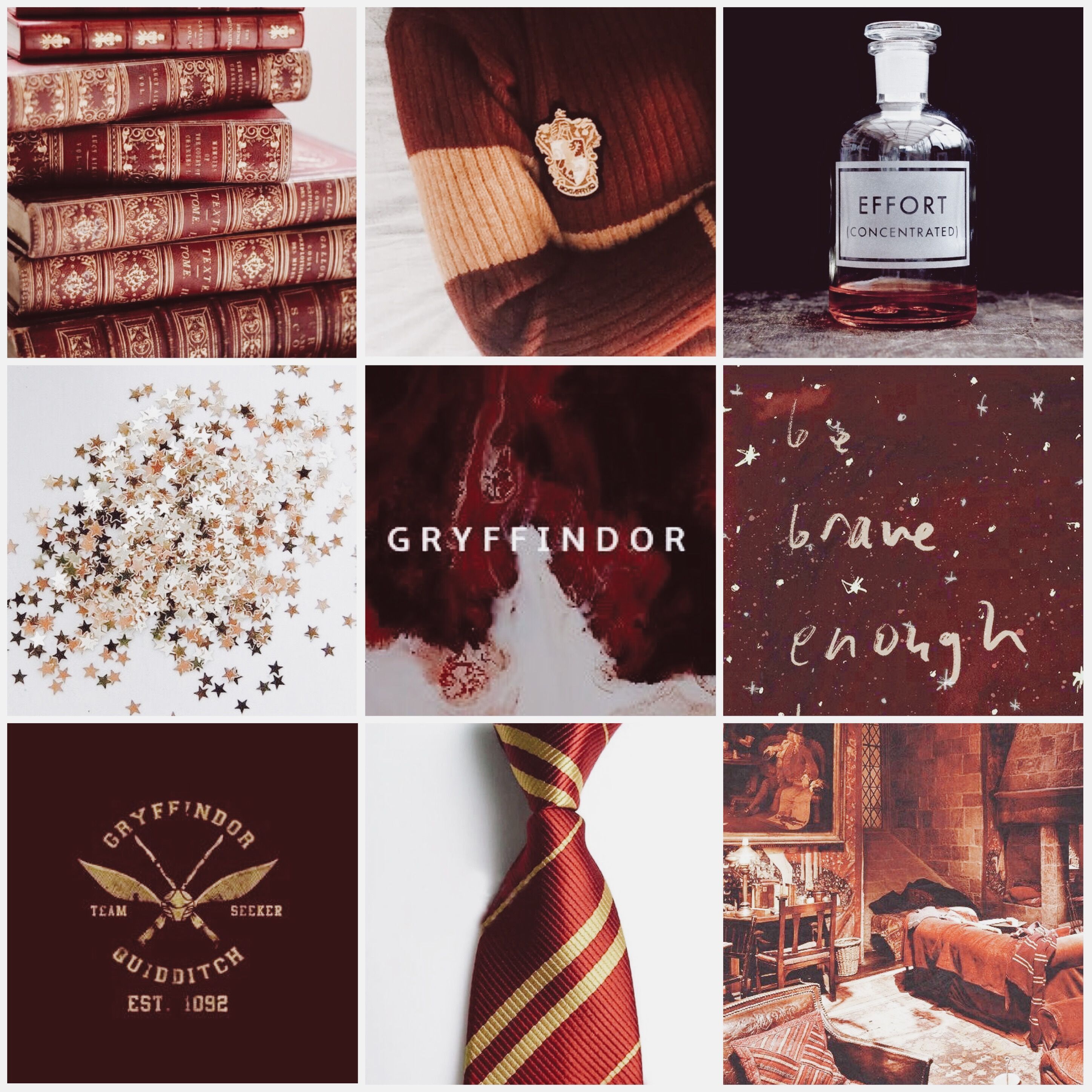 A collage of images representing the Gryffindor house. - Gryffindor