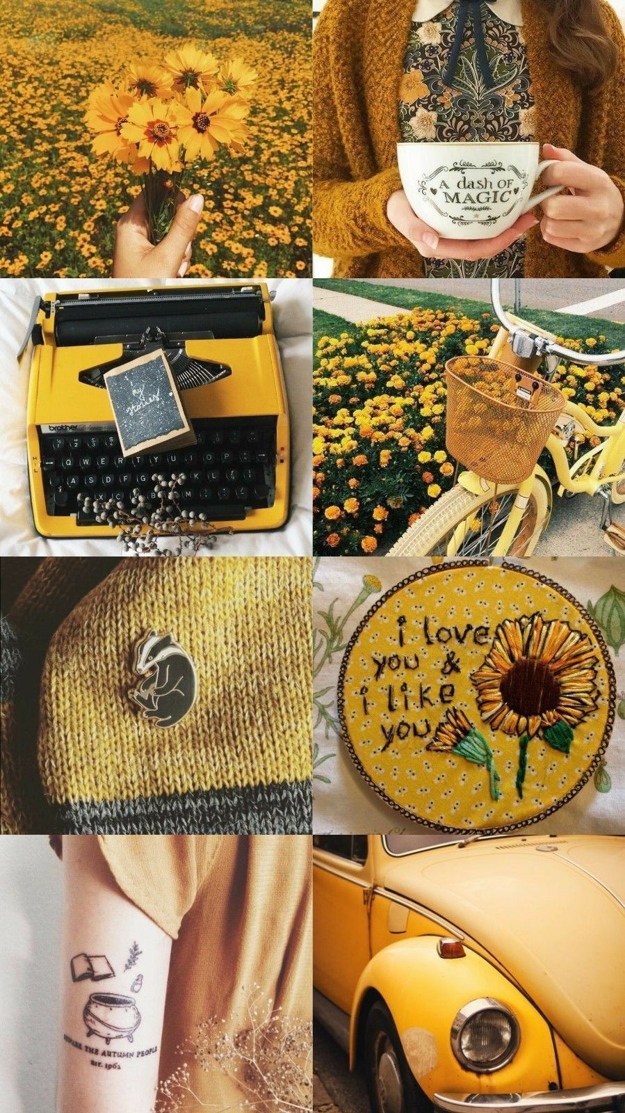 A collage of four different pictures. The top left picture is of a girl holding a daisy, the top right picture is of a girl holding a mug with the words 