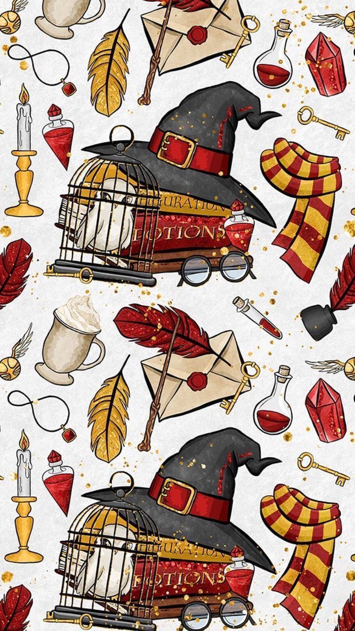 A pattern with harry potter and other items - Gryffindor