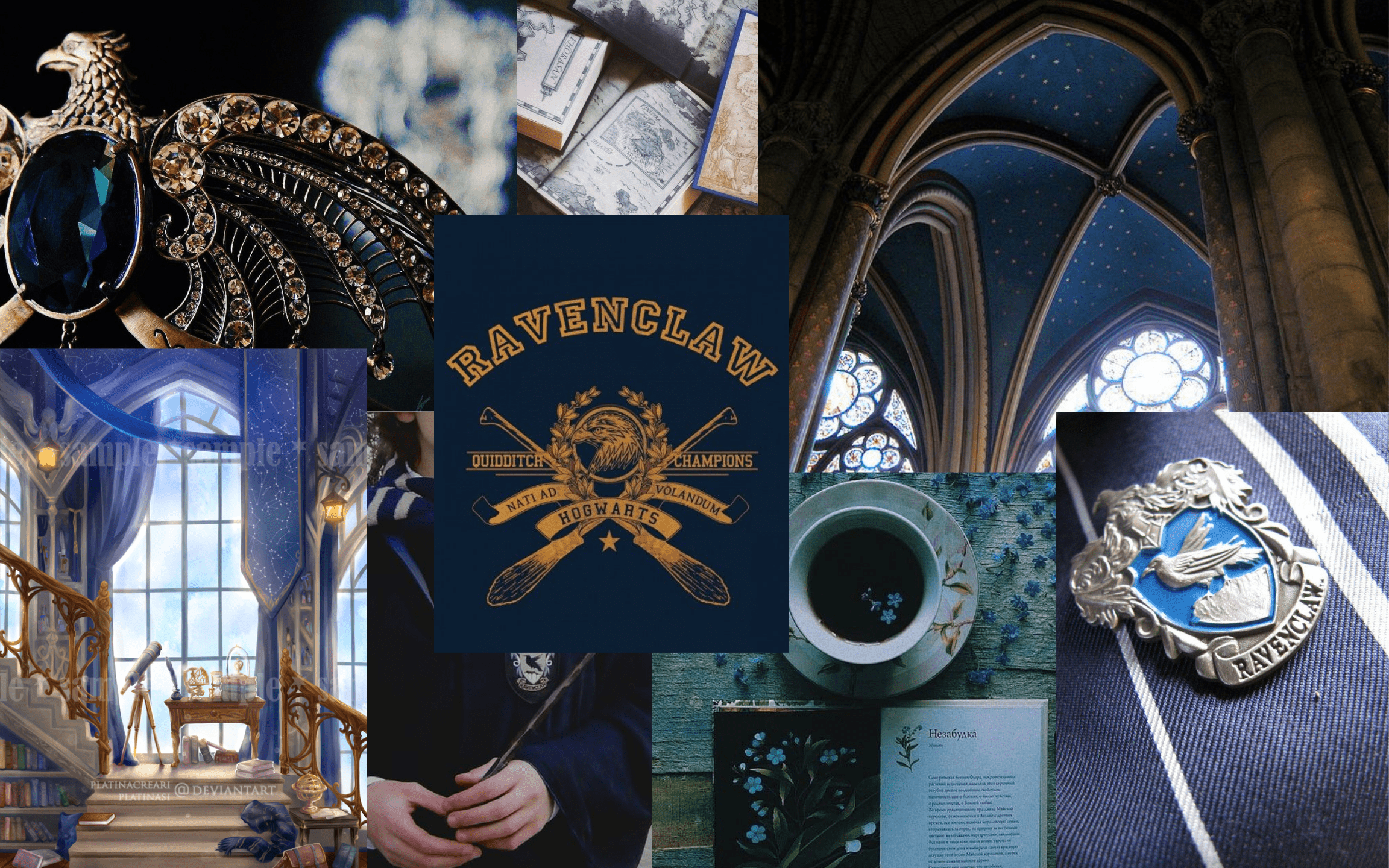 A collage of pictures from the harry potter movie - Ravenclaw