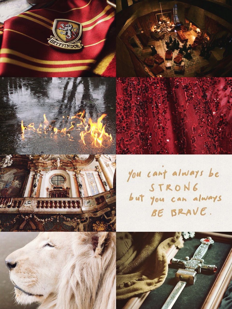 A collage of pictures with the words harry potter - Gryffindor