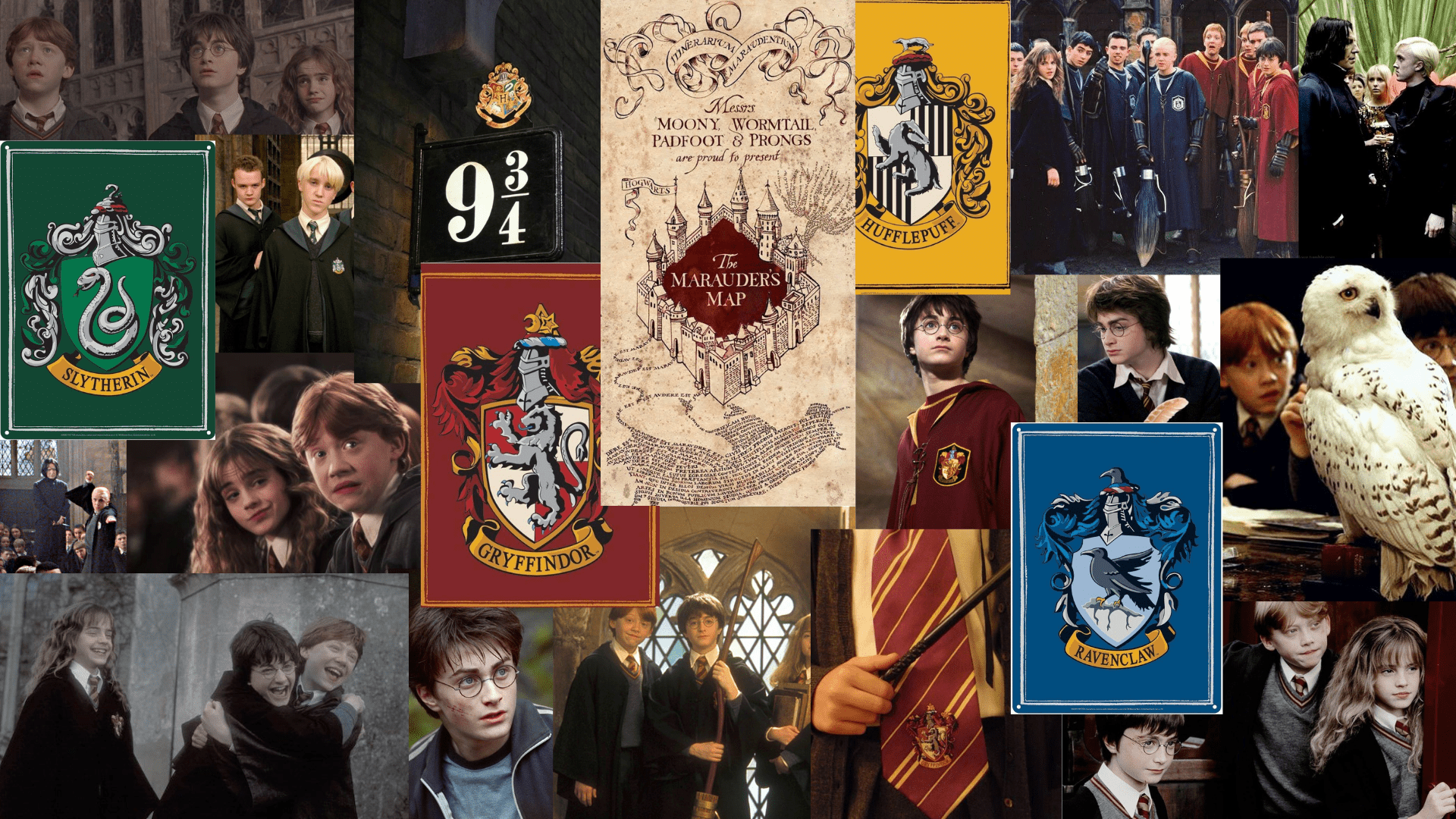 A collage of harry potter characters and scenes - Gryffindor