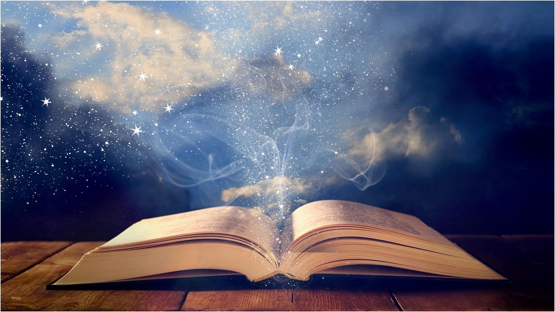 An open book with stars and clouds coming out of it - Ravenclaw