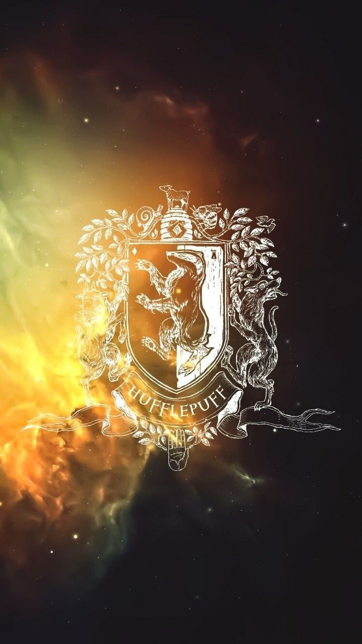 The coat of arms in a dark background - Hufflepuff