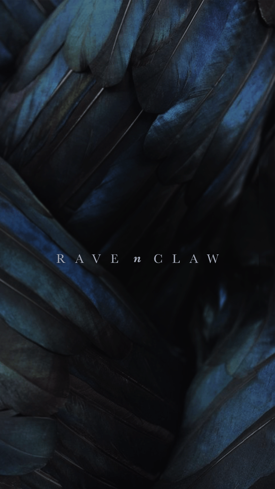 A close up of some feathers with the words rave o claw - Ravenclaw