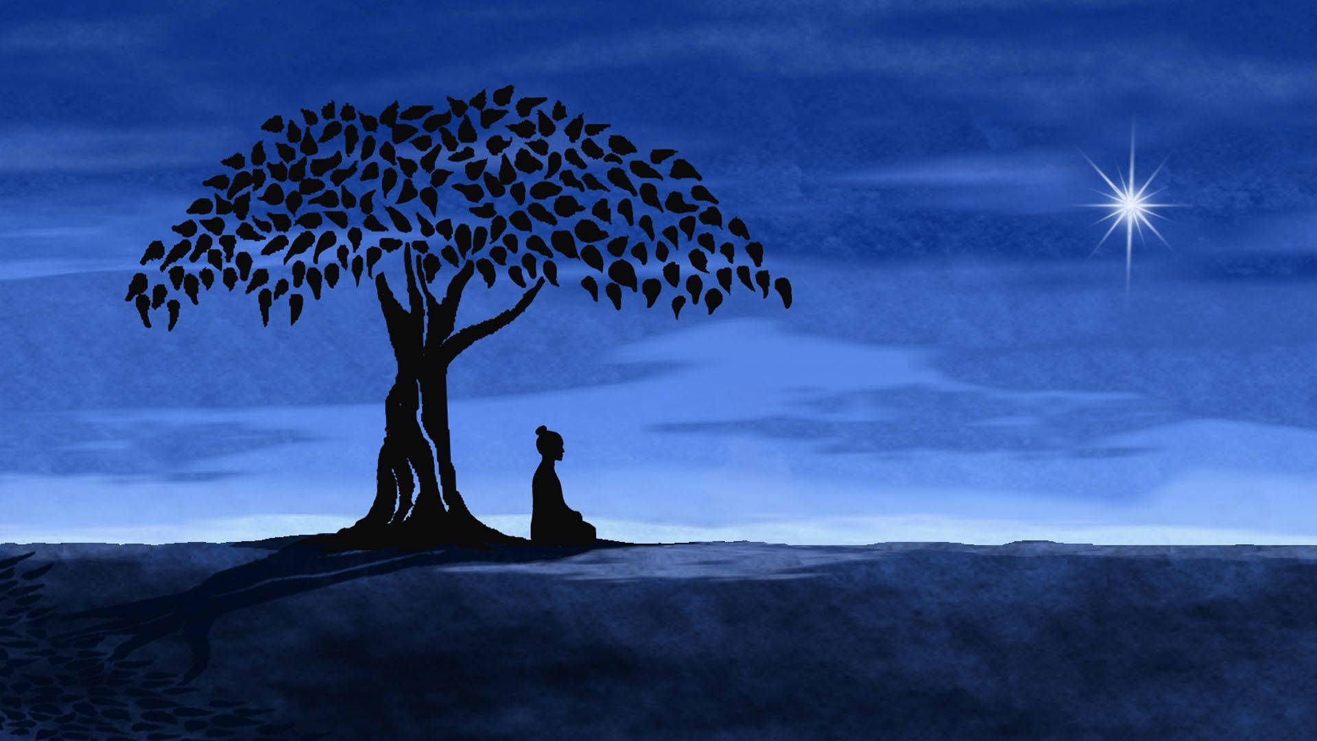 A person sitting underneath the tree at night - Spiritual