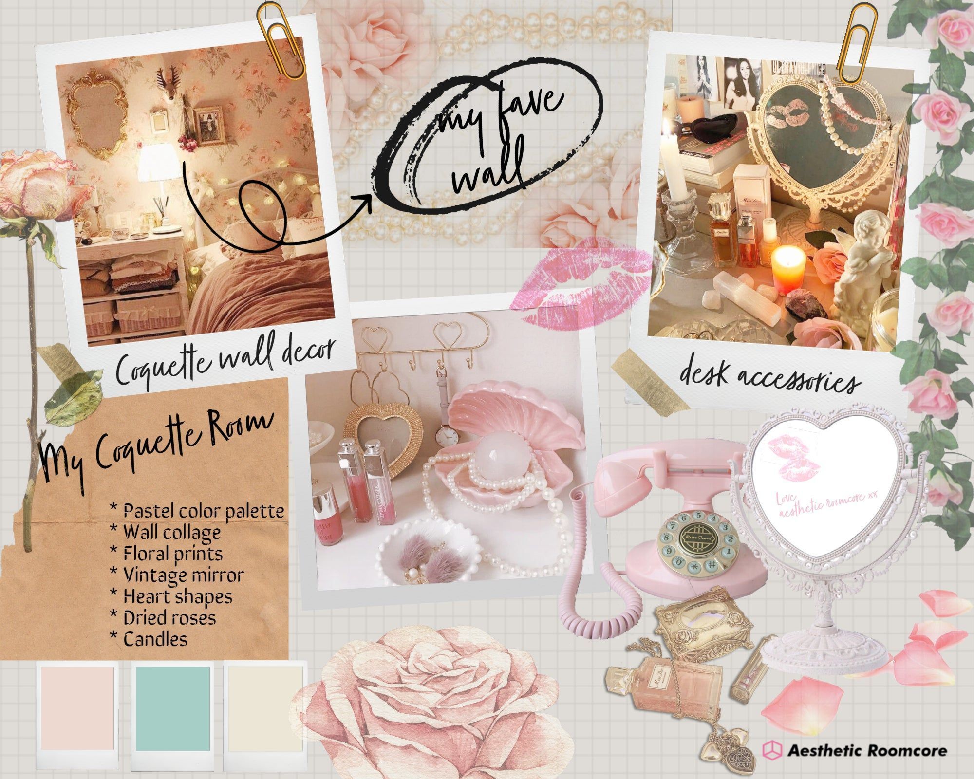 A collage of pictures with flowers and other items - Coquette