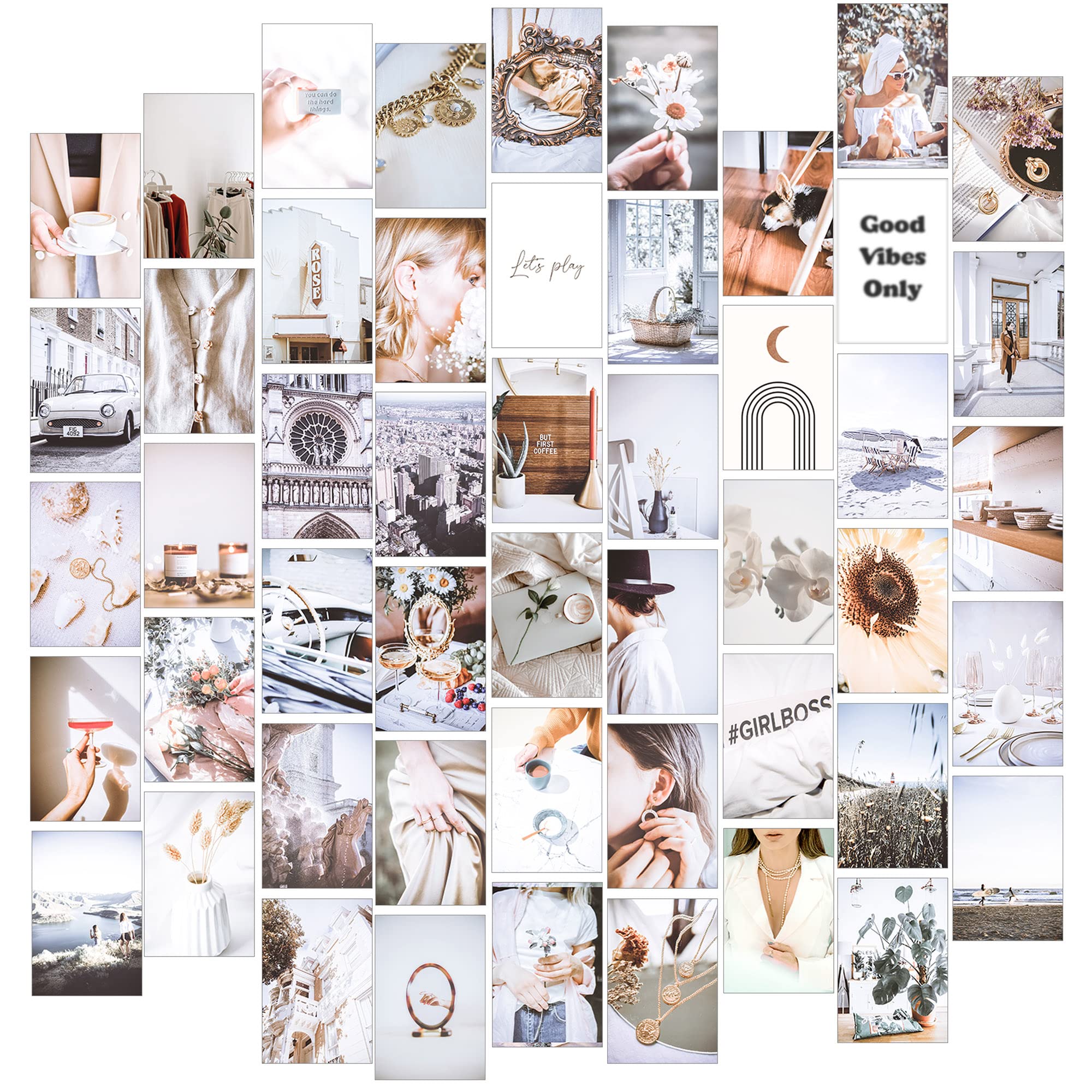 Collage kit with 50 photos in a white frame - Coquette
