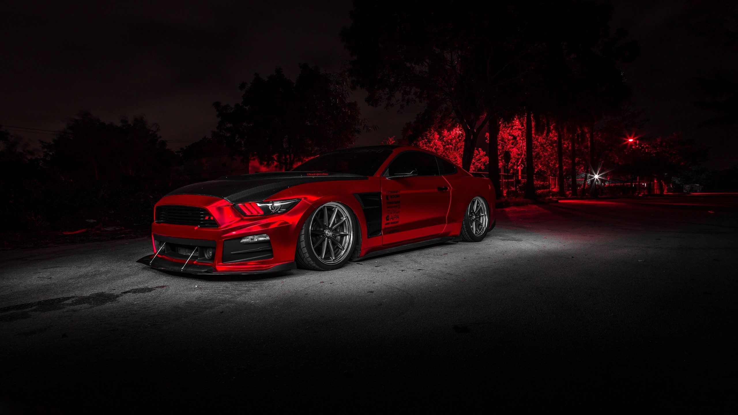 Red Mustang in the night - Cars