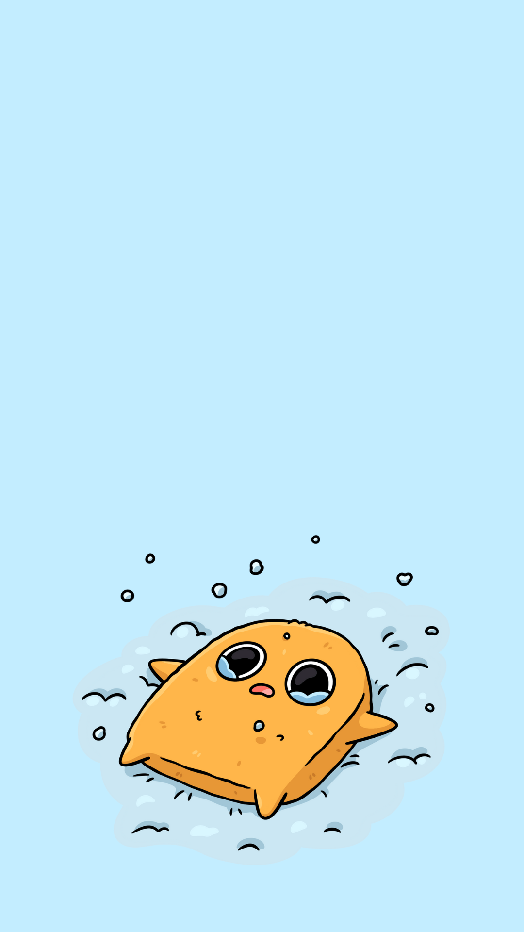 A cartoon of an orange fish floating in the water - Gudetama, egg