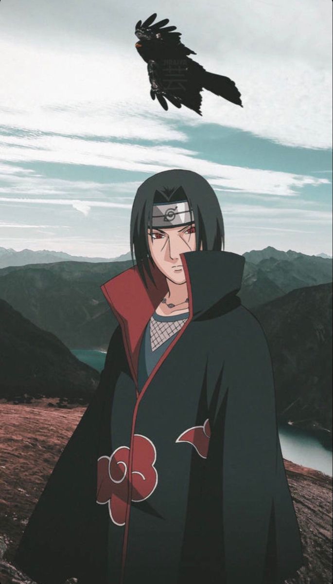 A man with black hair and red clothing - Itachi Uchiha