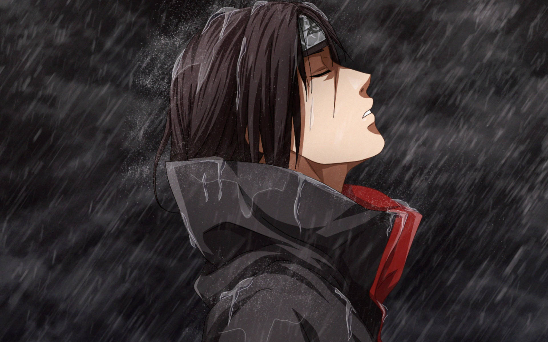 A man with long hair is looking up at the sky - Itachi Uchiha