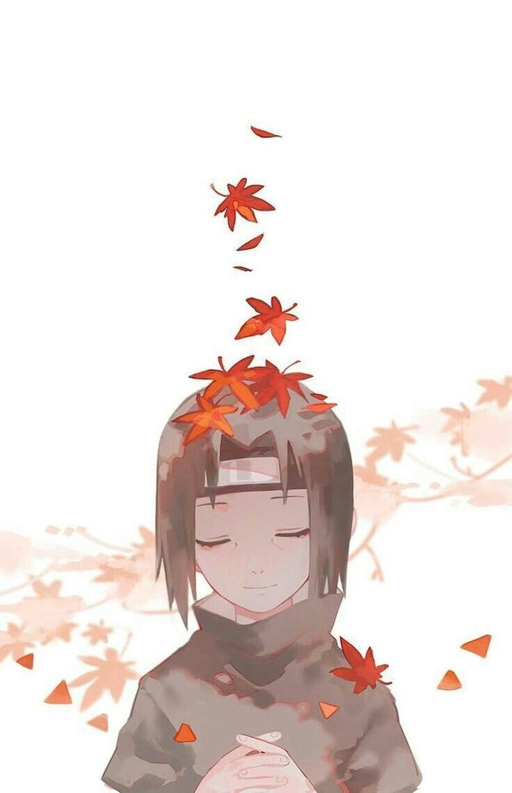 Itachi with leaves on his head - Itachi Uchiha