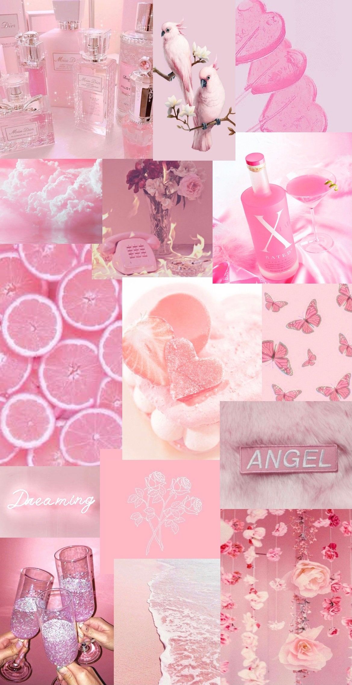 A collage of pictures with pink backgrounds - Pink, pastel pink, pink phone, Dior, soft pink, cute pink, light pink, hot pink