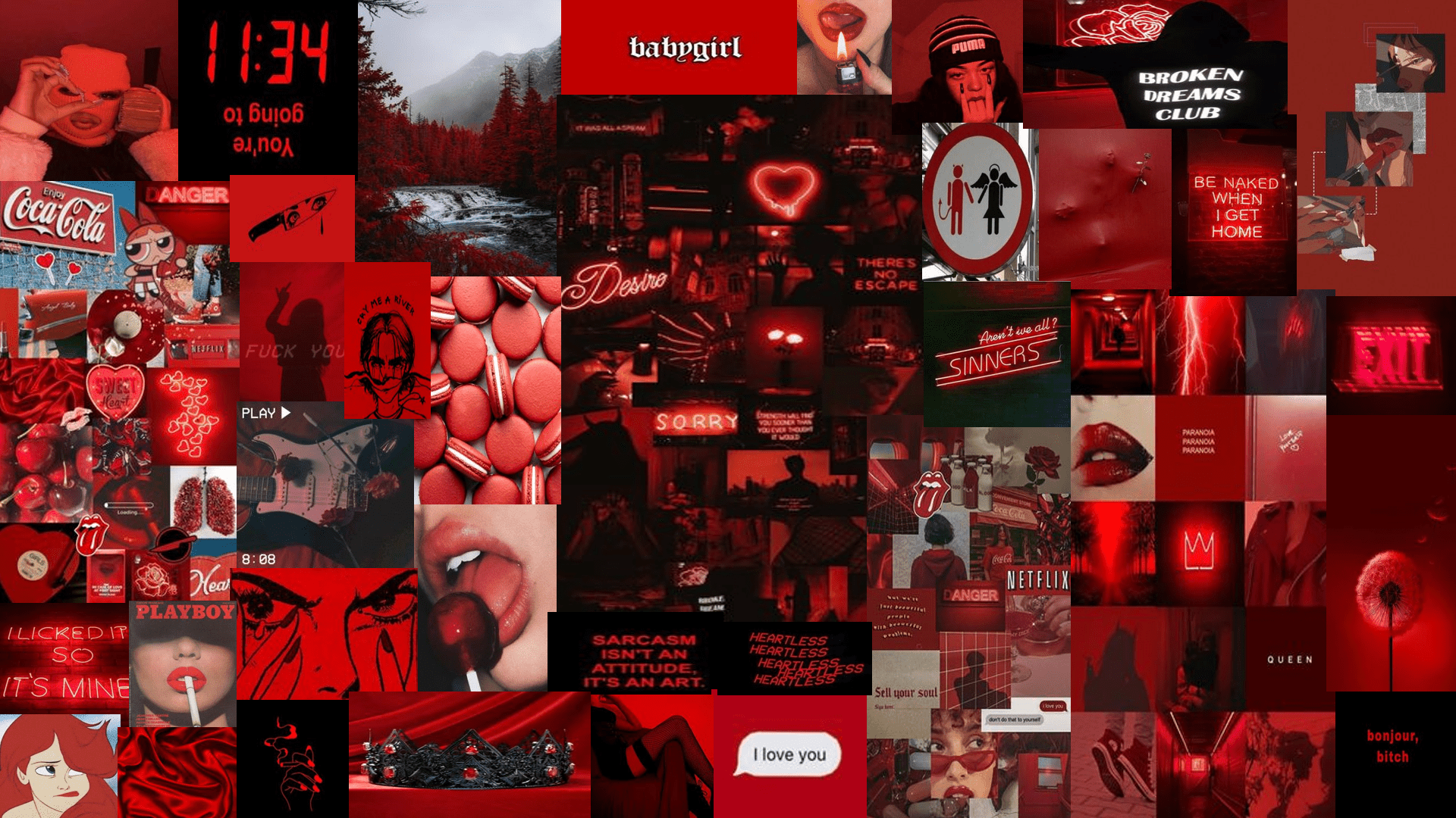 A collage of red aesthetic pictures - Red