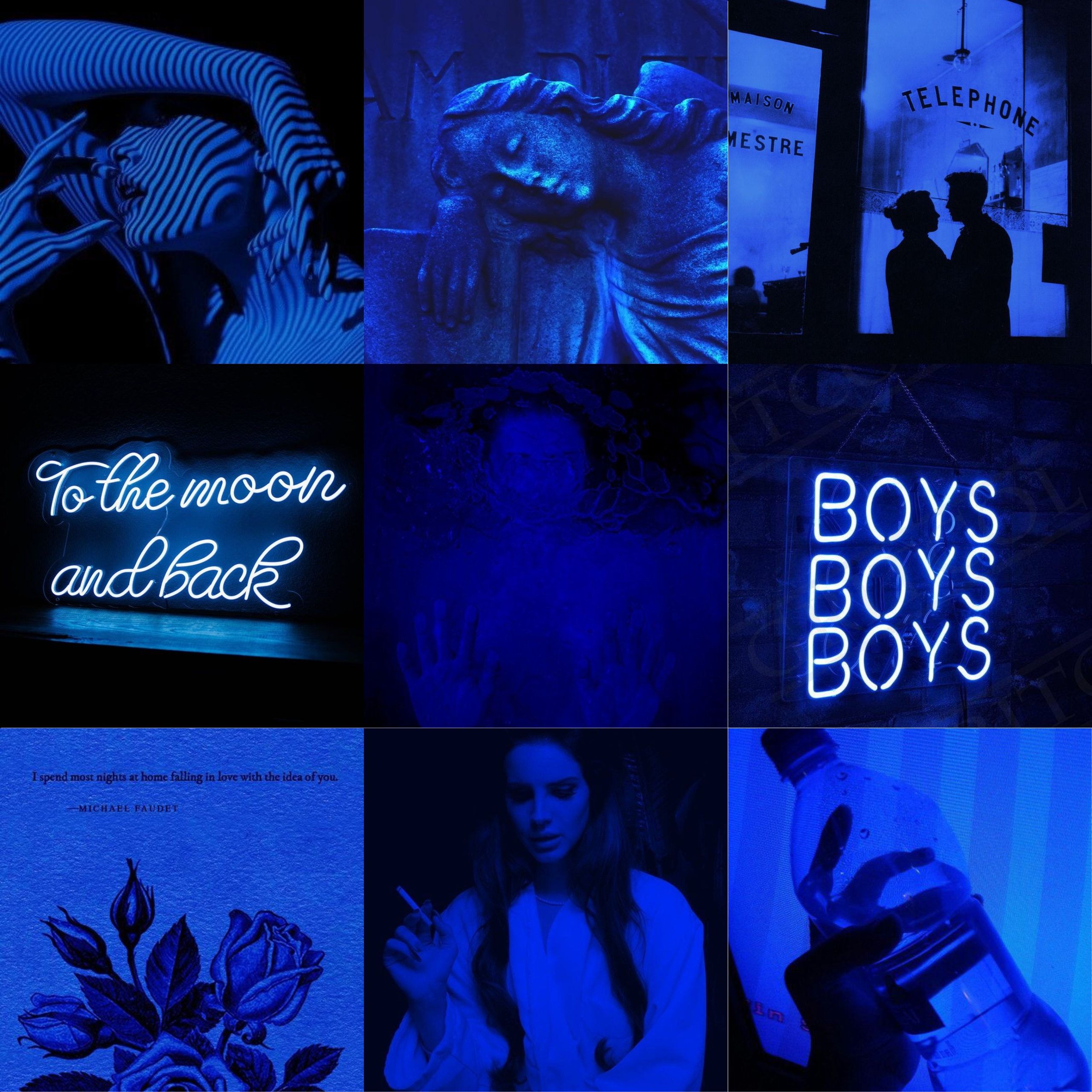 Aesthetic background with blue and black themes. - Neon blue, dark blue, indigo