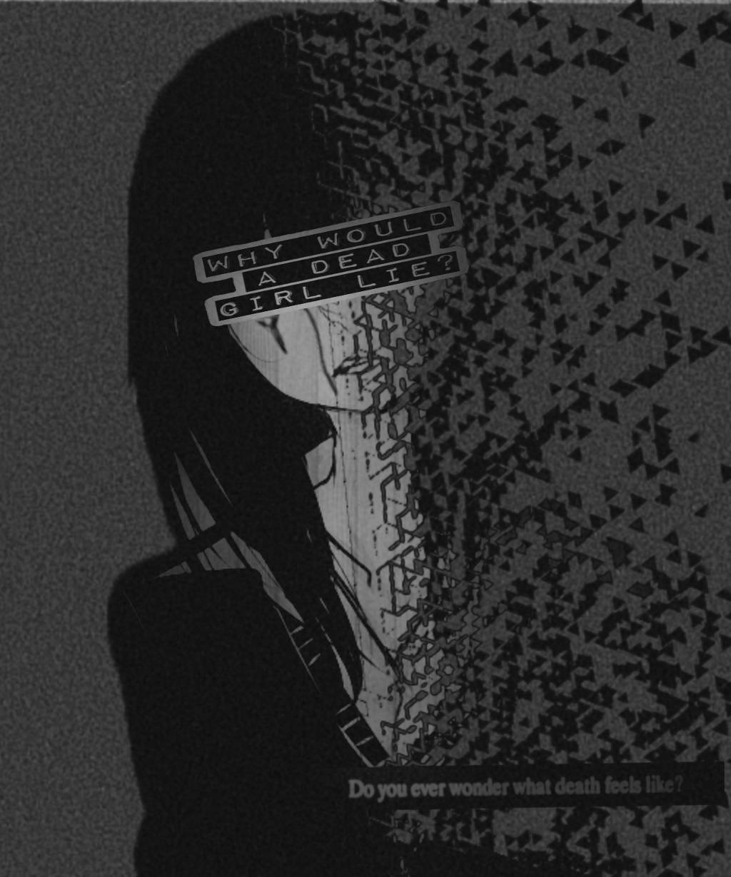 A girl with black hair and an eye on her face - Sad, black anime, dark anime