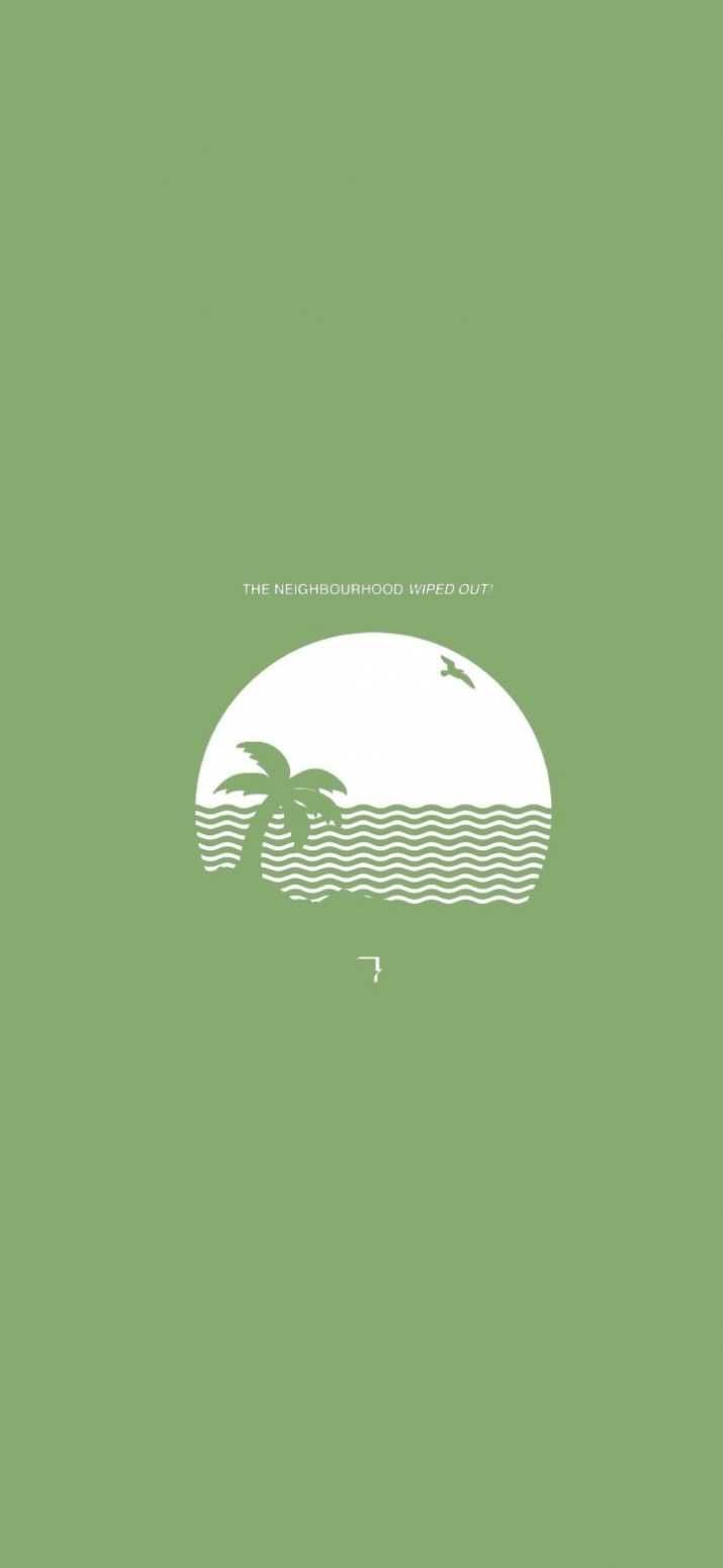 The neighbourhood, wiped out, palm tree, green background - Sage green