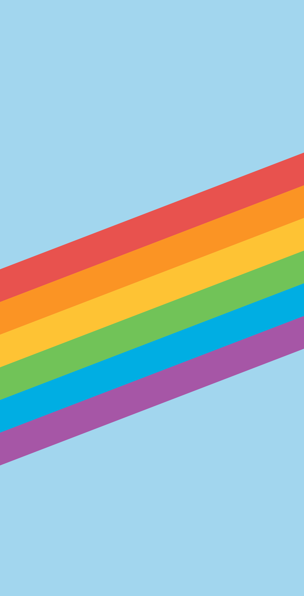 A blue background with a rainbow across the middle - Pride