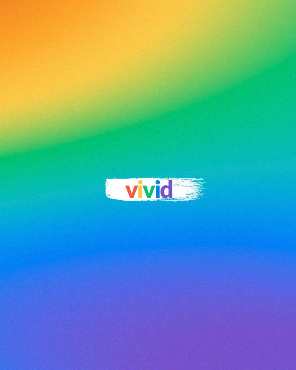 Vivid logo on a rainbow background - Pride