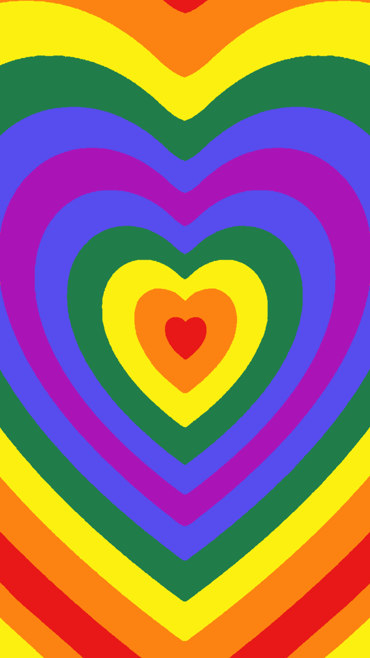 A rainbow colored heart with many hearts inside - Pride, gay
