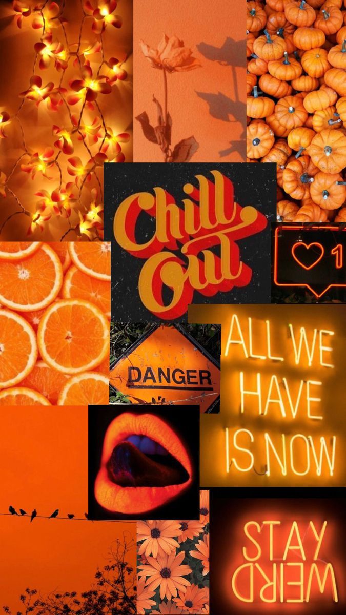 Aesthetic phone background collage with orange and yellow colors - Orange