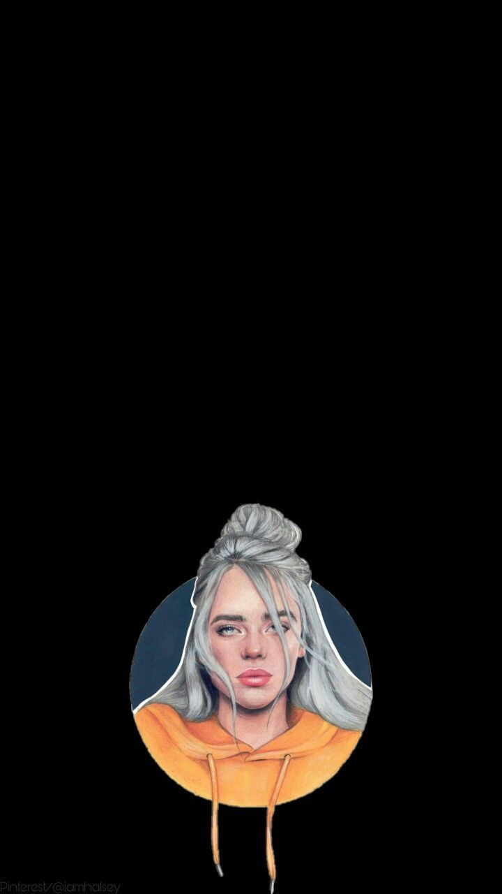 A painting of an image with the words 'person' - Billie Eilish