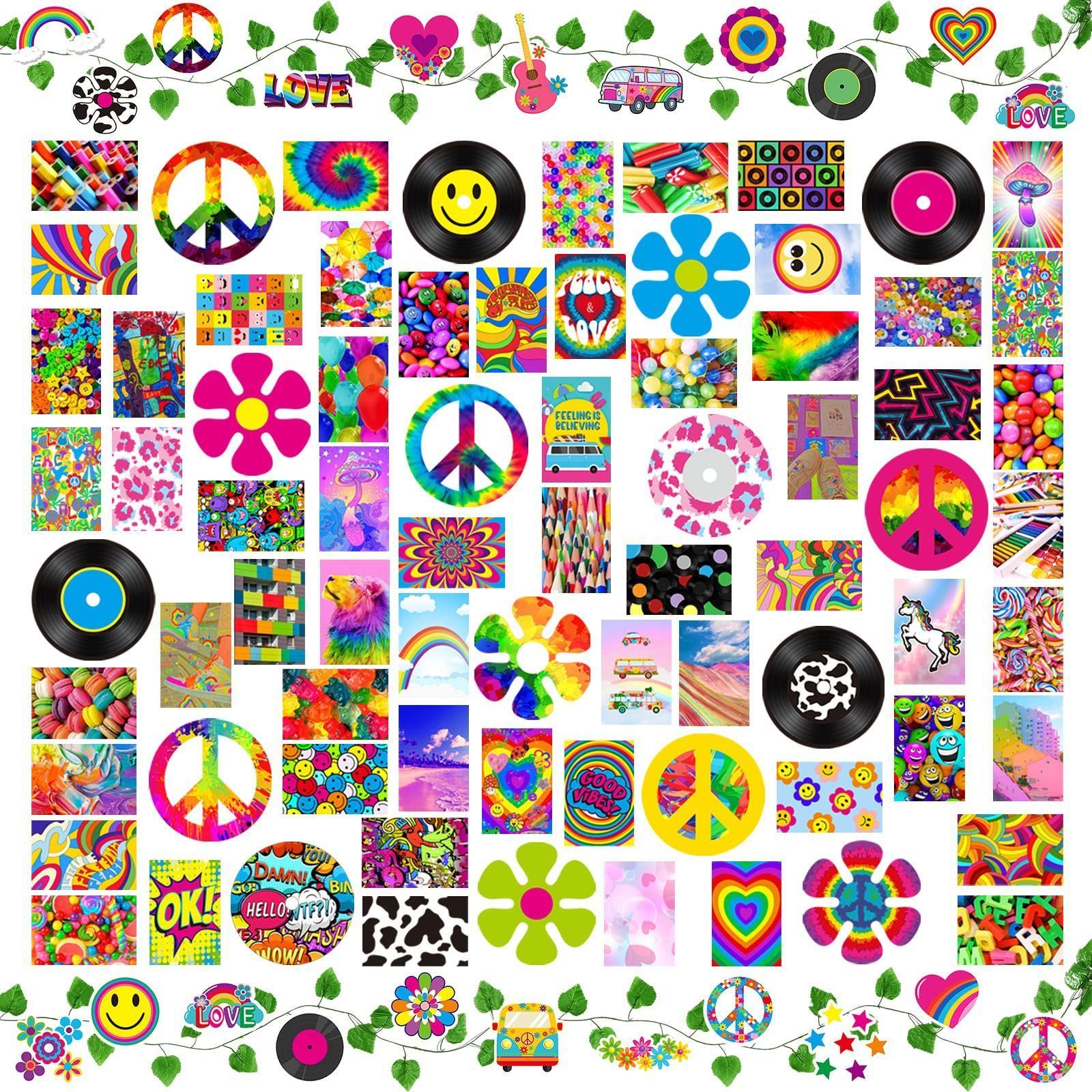 A collage of peace signs and other items - Kidcore