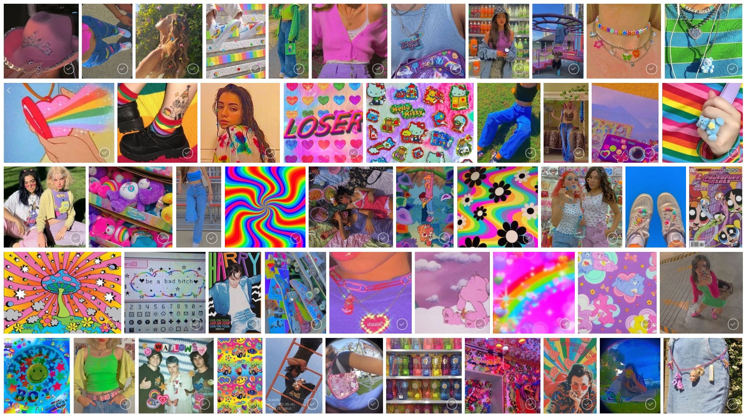 A collage of pictures with different colors - Kidcore