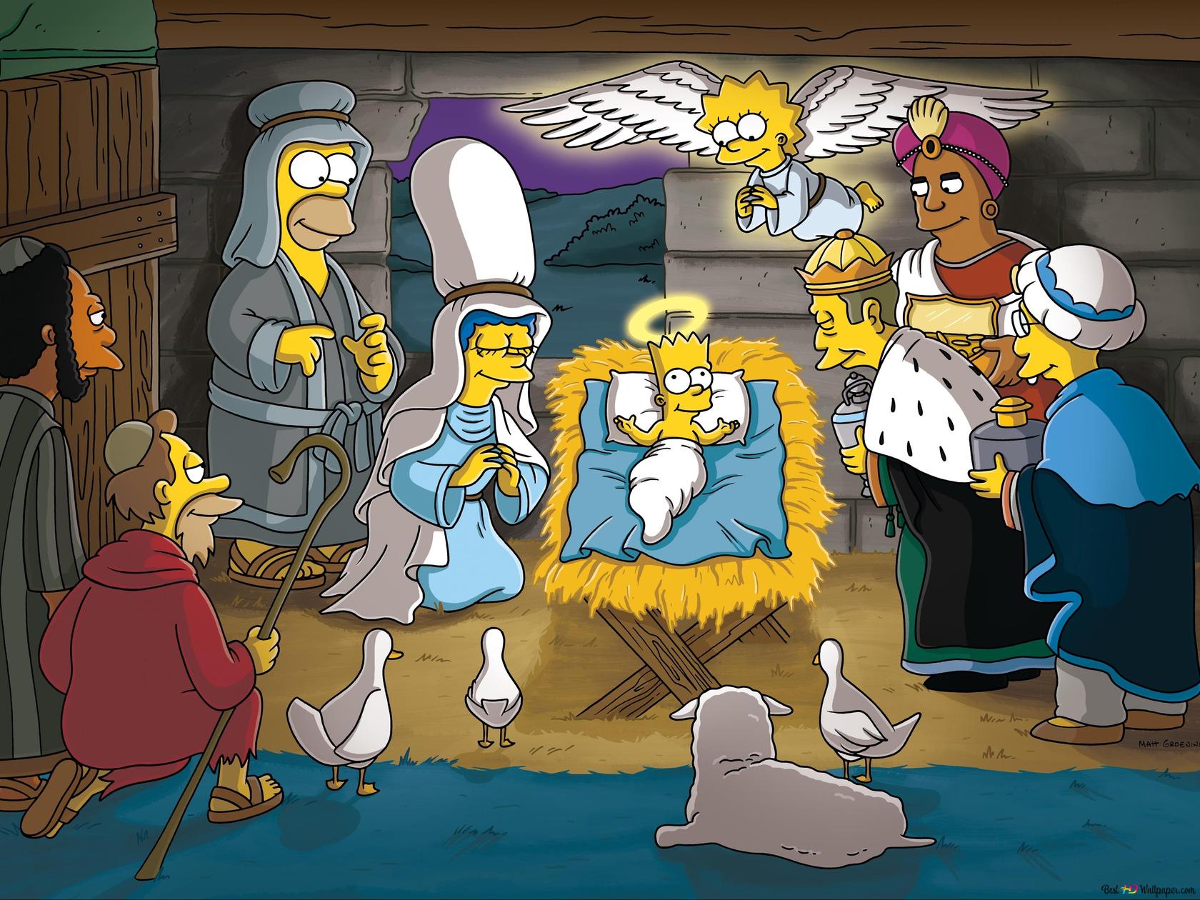The Simpsons yuletide season 4K wallpaper download