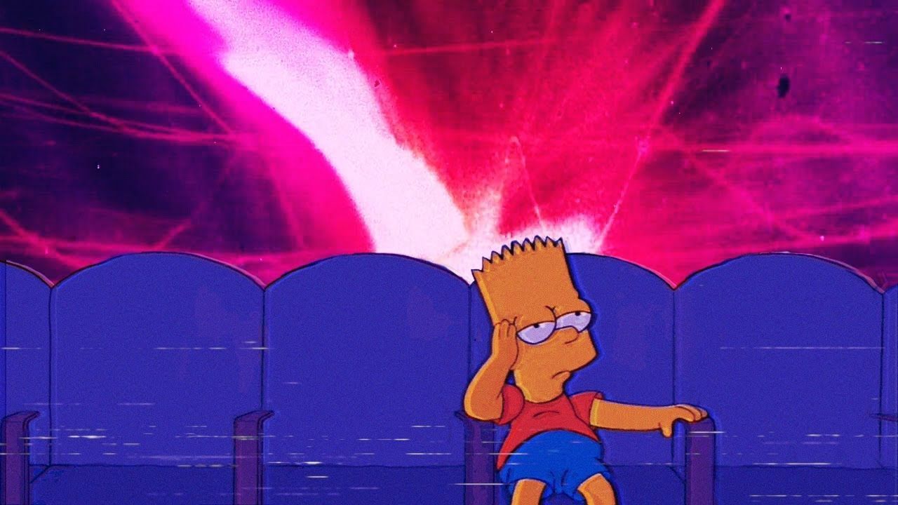 Bart Simpson is sitting in a movie theater with a laser beam coming out of his eyes - The Simpsons, Bart Simpson