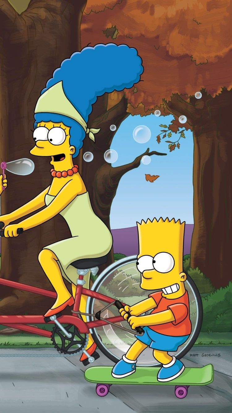 Marge and Bart Simpson wallpaper for iPhone and Android phone. - The Simpsons