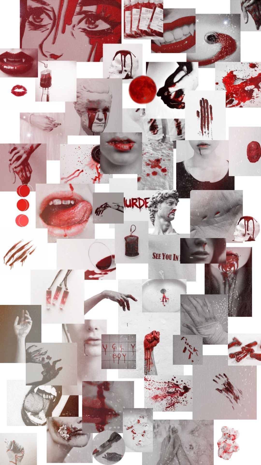 Aesthetic red collage wallpaper for phone and desktop. - Blood, vampire