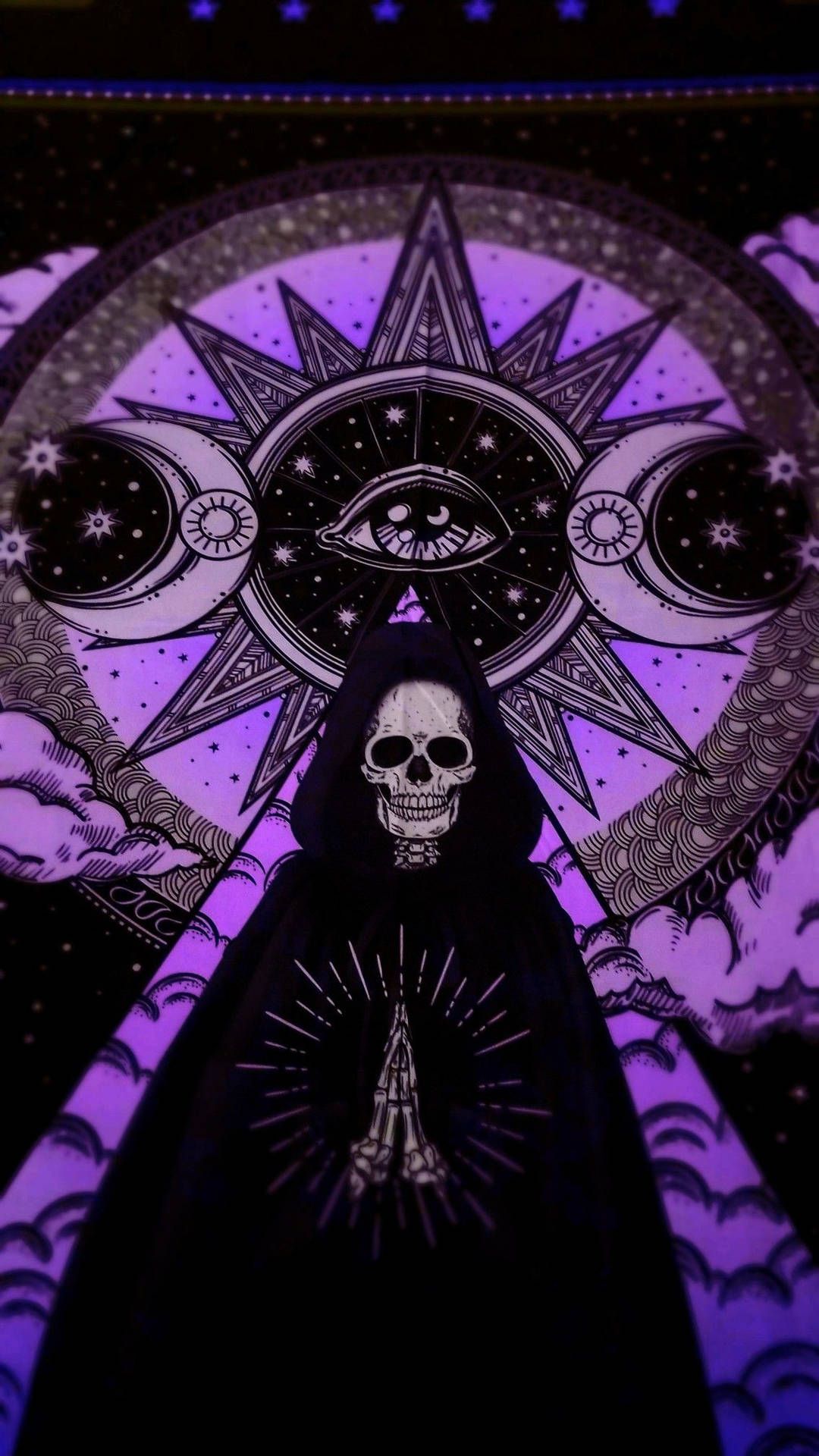 For the image a purple tapestry with an eye in it - Gothic
