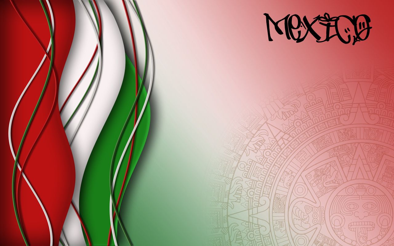 Mexico wallpaper with the national flag and the Mayan calendar - Mexico