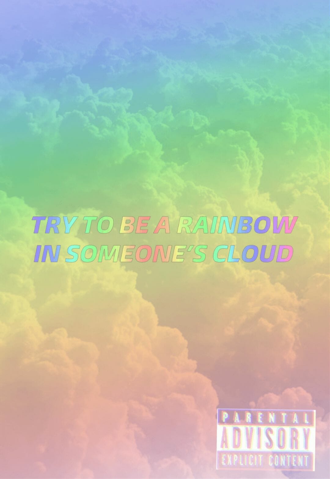 A rainbow in the sky with clouds and text - Rainbows, pastel rainbow