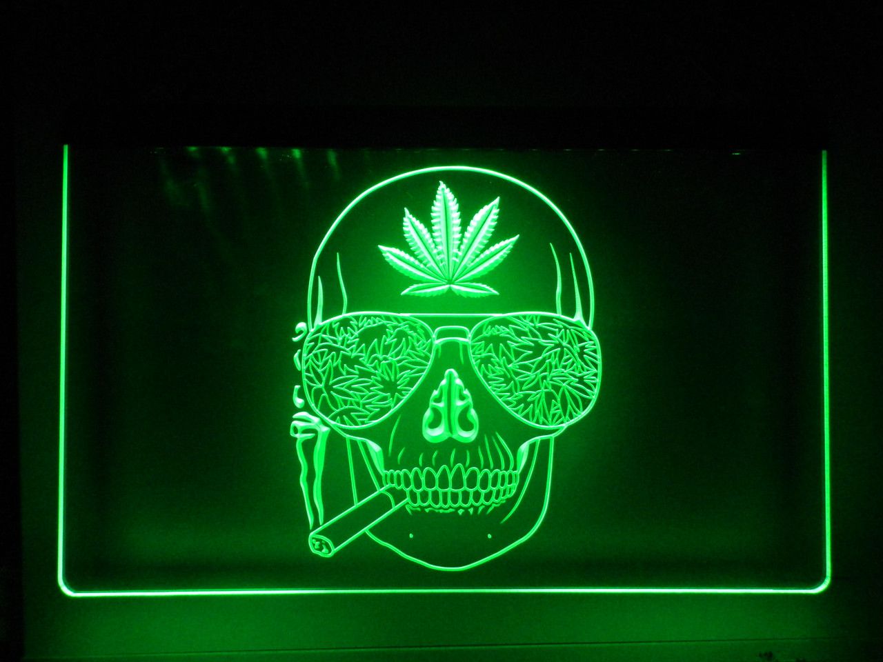 Skull Smoking Weed Acrylic LED Sign