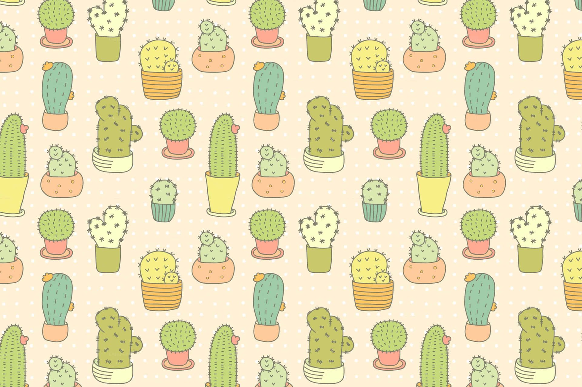 Cactus pattern with different types of plants - Cactus