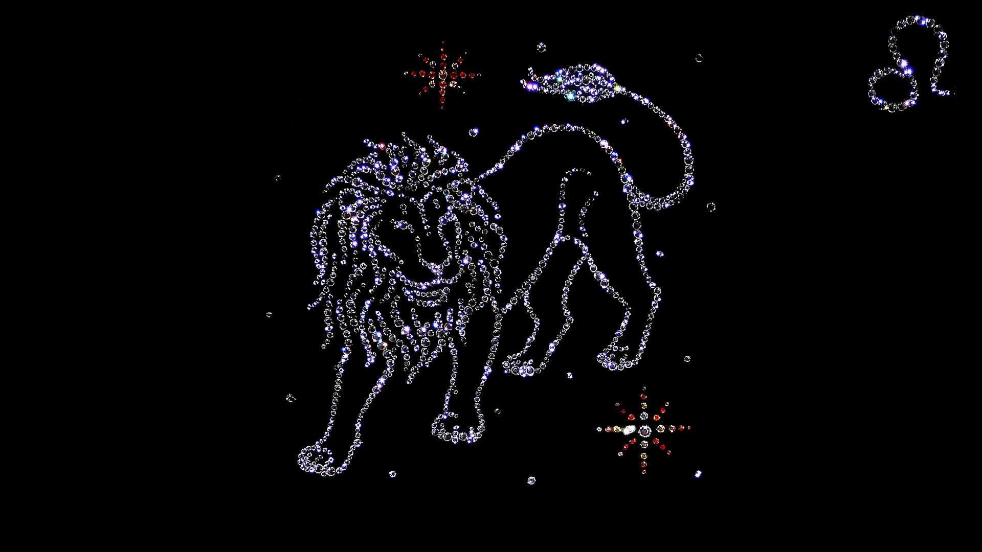 A lion with stars and other shapes around it - Leo