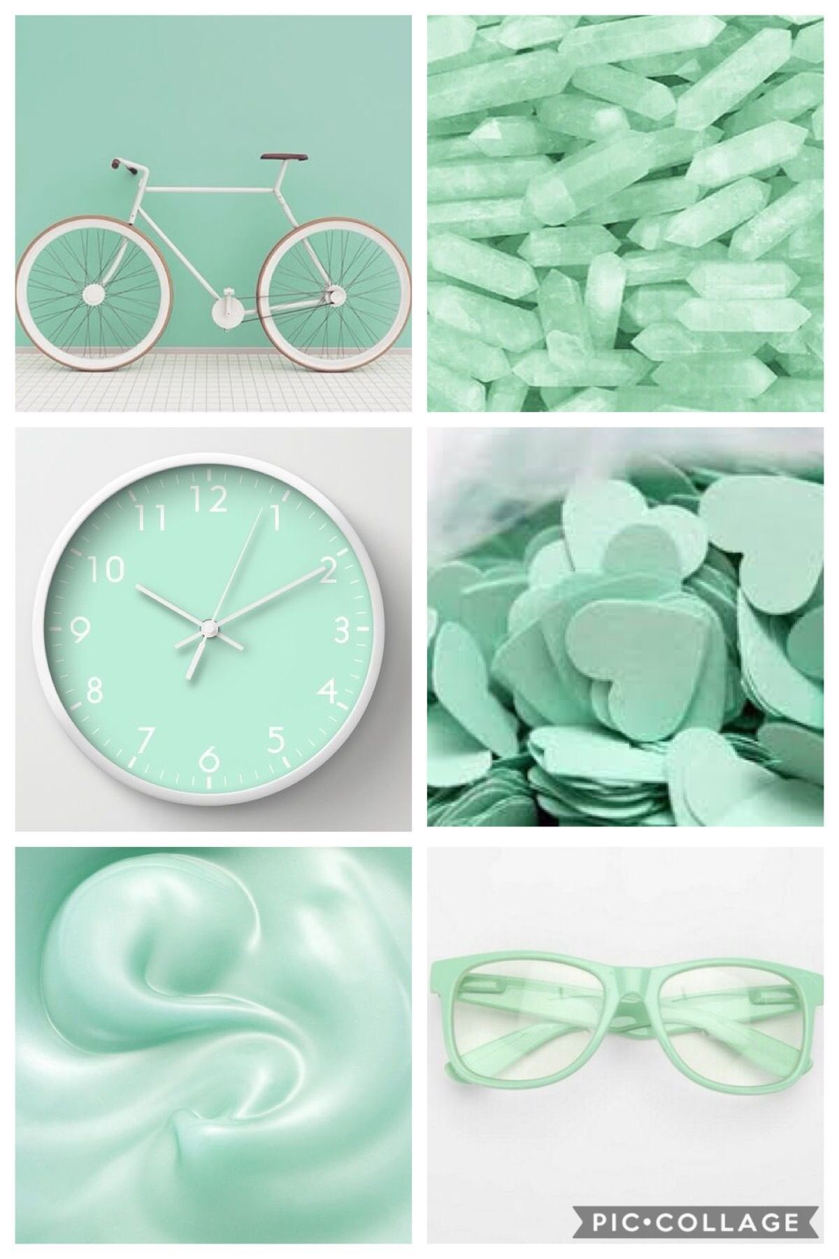A collage of pictures with green and white - Mint green, green, collage, soft green, light green, pastel green, aqua