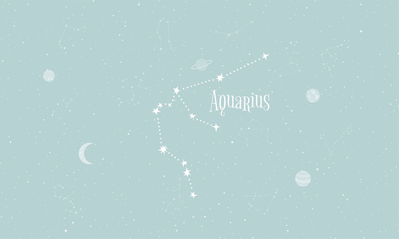 A blue background with the constellation of aquarius - Aquarius