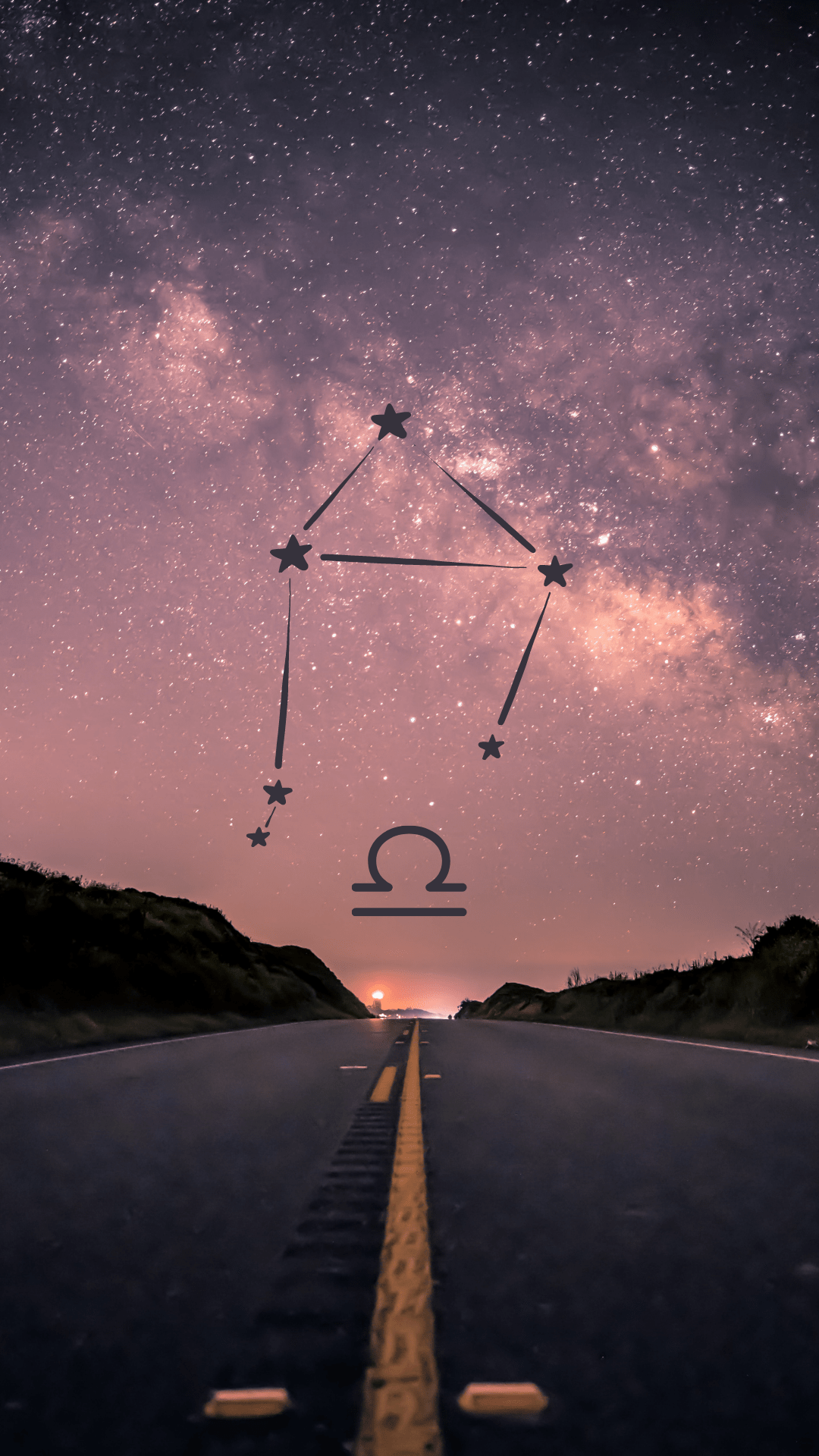 A road with stars in the sky - Libra
