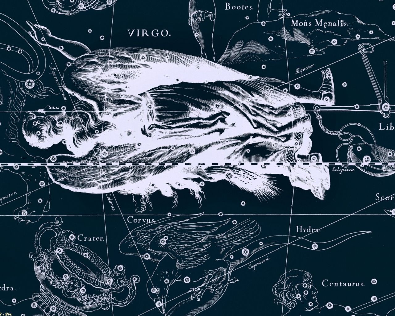 A black and white map of the stars - Virgo