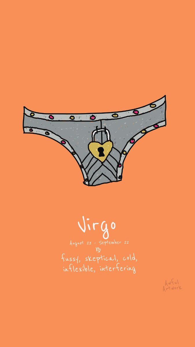 Illustration of a pair of grey knickers with a padlock in the centre. - Virgo