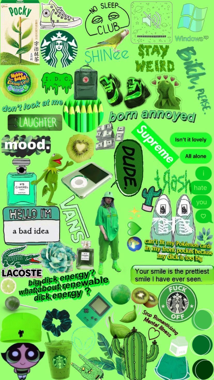 A green poster with various items on it - Taurus