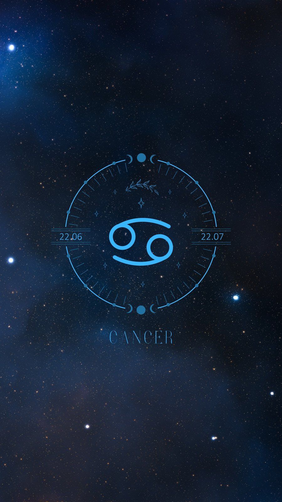 A blue background with the zodiac sign cancer - Cancer